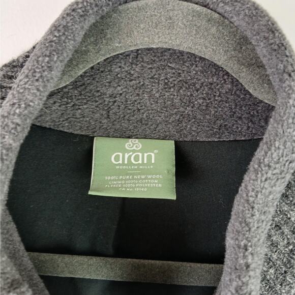 Aran Woolen Mills SZ L Farmleigh Lined Wool Men's Cardigan Grey Full Zip Pockets - Picture 4 of 6